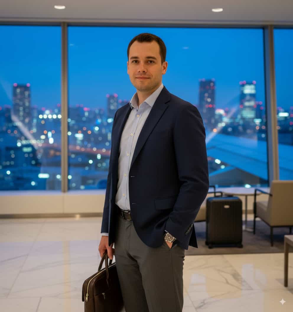 Tech startup gradient backdrop headshot.