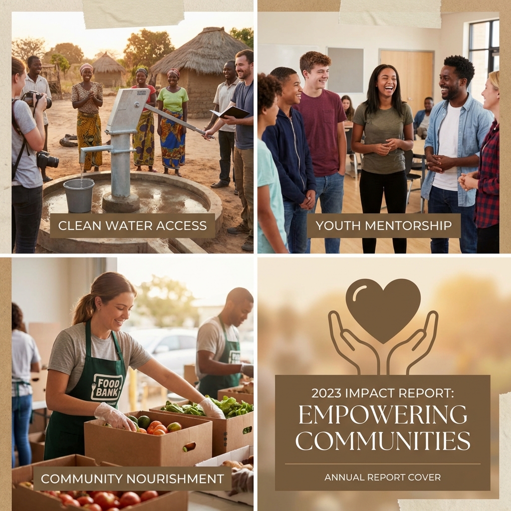 Non-profit impact report imagery collage.