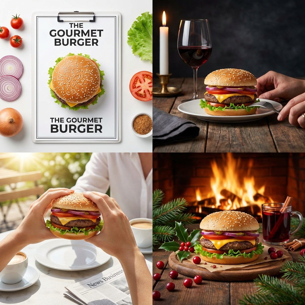 Professional food photography collage showing one dish in multiple styles.